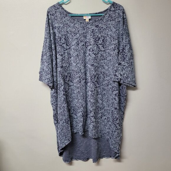 Lularoe Shirt Blue Paisley Womens Plus Size 3XL Oversized Tunic Fall Comfy Relax - Picture 1 of 7